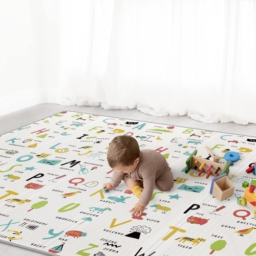 Baby Play Mat 79" X 71",Reversible Waterproof Foldable Foam Floor Playmat for Kids Toddlers, Extra Large Anti- Slip Baby Crawling Mat - Lot 69