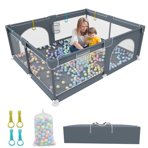 Extra Large Baby Playpen, Play Pens for Babies and Toddlers (71x59x26inch), Sturdy Baby Play Yards, Kids Activity Center with Ocean Balls, Baby Fence with Breathable Mesh - Lot 81