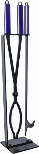 Fire Pit Tools Set with 28" Fire Poker and Log Tongs, Wrought Iron Fireplace Tools with Metal Stand and Rubber Handle,Solid Steel Firewood Log Grabber for Campfire Backyard Bonfire Indoor&Outdoor Use  - Lot 83