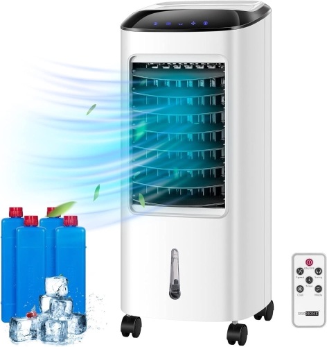 Portable Evaporative Air Cooler 110V 65W Fan Humidifier with LED Display and Remote Control Ice Box for Indoor Home Office Dorms ETL Listed - Lot 133