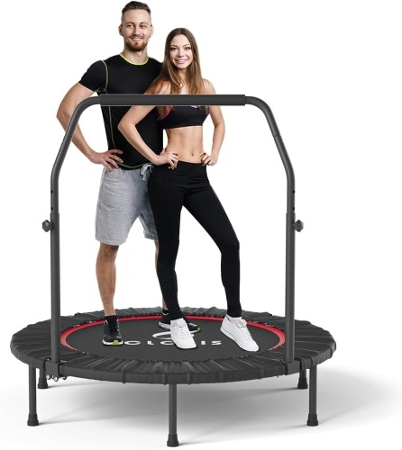 CLORIS Mini Trampoline for Adults Kids, Cardio Exercise Trampoline, Thick Steel Spring Fitness Workout Rebounder Trampoline Indoor Outdoor 5 Height Adjust Load 500lbs 40 in - Lot 204