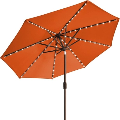 EliteShade USA 10-Year-Non-Fading Sunumbrella Solar 9ft Market Umbrella with 80 LED Lights Patio Umbrellas Outdoor Table Umbrella with Ventilation,Rust - Lot 222