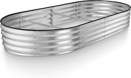 Galvanized Raised Garden Beds Outdoor // 8×4×1 ft Planter Raised Beds for Gardening, Vegetables, Flowers // Large Metal Garden Box (Silver) - Lot 227