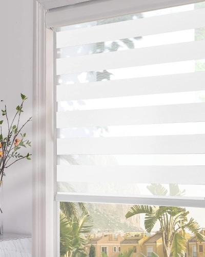 Persilux Customize Zebra Blinds Dual Layer Roller Sheer Shades 72" W X 72" White Blinds Light Filtering Privacy Protection for Day and Night for Roller Window Shades Home and Office, Easy to Install - Lot 229