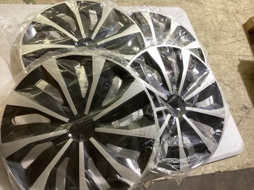  btihceuot 14 inch spyder performance hub cap wheel covers wheel covers black and silver set of 4 - Lot 309A