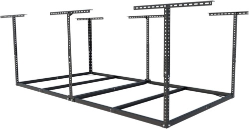 FLEXIMOUNTS 4x8 Overhead Garage Storage Rack without Decking,Garage Storage Organization System,Heavy Duty Metal Garage Ceiling Storage Racks,600lbs Weight Capacity,Black - Lot 236