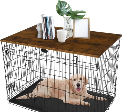 Deblue Dog Crate Table Topper, Dog Kennel Wood Table Topper - Rustic Style Dog Crate Topper for 30 in Wire Crate - Lot 240