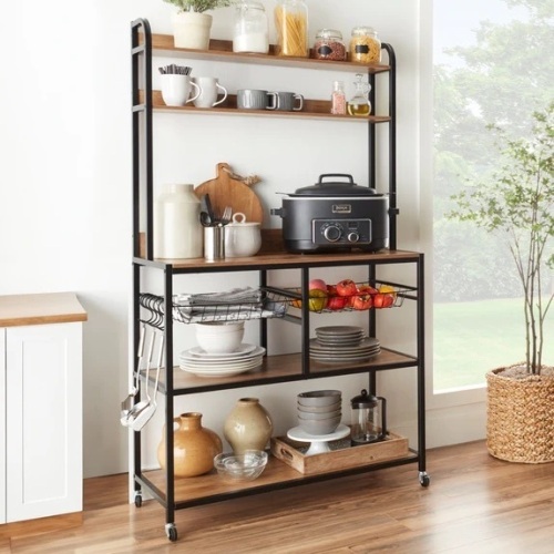 Counter-Height Baker's Rack w/ Locking Wheels, Adjustable Feet - 67in - Lot 474