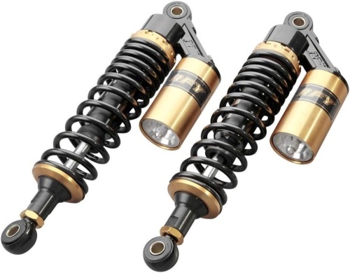 2pcs 12.5" 320mm Motorcycle Air Shock Absorbers Rear Nitrogen Suspension Universal Fit for UTV ATV Go Kart Quad Dirt Sport Bikes, Gold and Black - Lot 765
