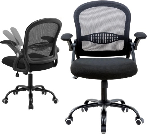 Office Chair Desk Chair, Ergonomic Home Office Task Chairs, Executive Task Chair, Adjustable MidBack Computer Gaming Chair, Flip-up Armrests 360° Swivel - Lot 774