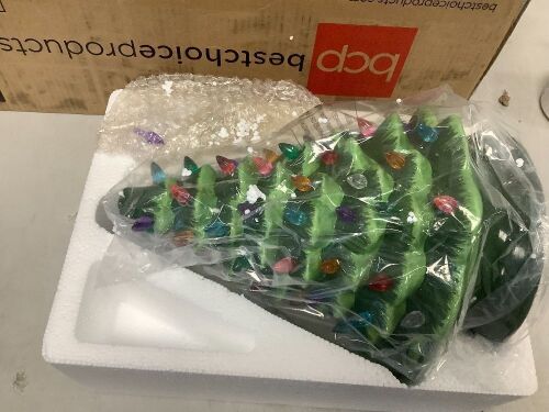 Pre-Lit Ceramic Tabletop Christmas Tree with Lights- 15in - Lot 4925