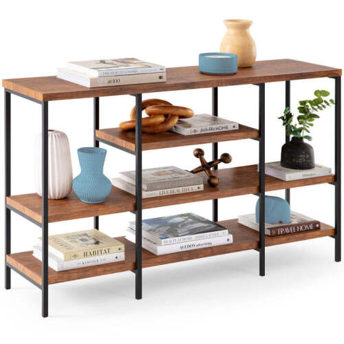 4-Tier Industrial Console Table w/ Tall Shelf Space - 55in - Lot 5707