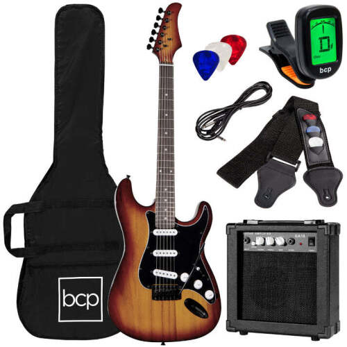 Beginner Electric Guitar Kit w/ Case, 10W Amp, Tremolo Bar - 39in - Lot 5764