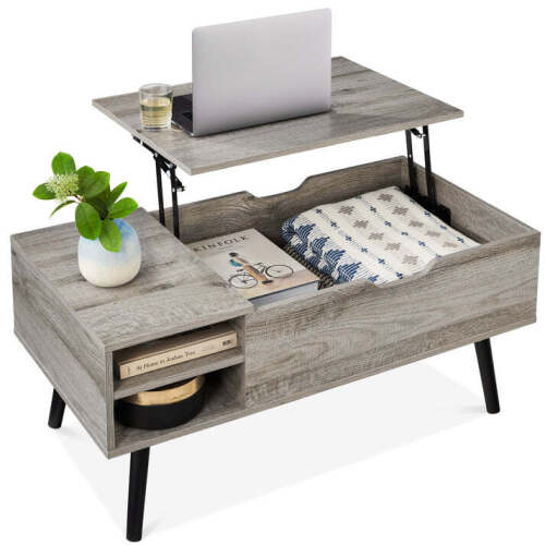 Wooden Mid-Century Modern Lift Top Coffee Table w/ Removable Shelf - Lot 5884