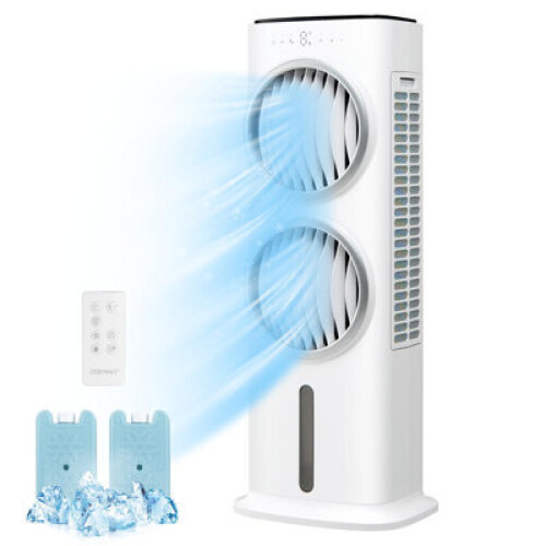 Costway 763 Cubic Feet Per Minute Portable Indoor Evaporative Cooler with Remote Included (Part number: ES10146US-WH) - Lot 6090