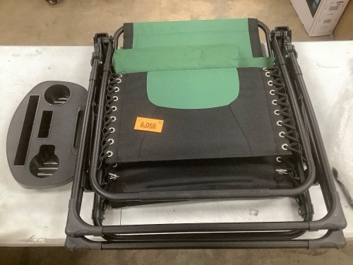 Oversized Padded Zero Gravity Chair, Folding Recliner w/ Headrest, Side Tray  - Lot 6066