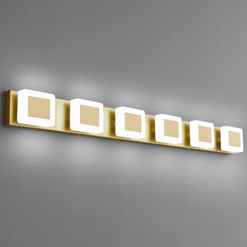 6 Light LED Dimmable Gold Acrylic Modern Vanity Light Fixture - Lot 490