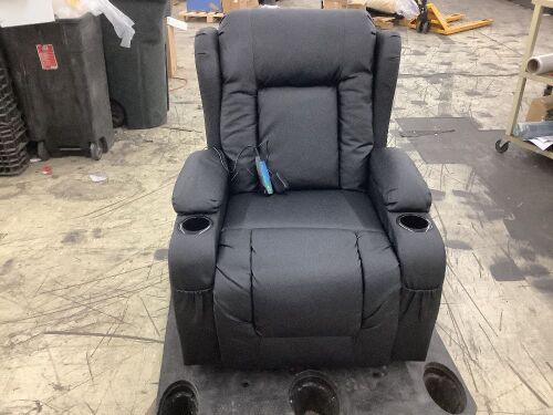 Electric Massage Recliner - Faded Color Spot, Smashed Plug Connects Massage to Backrest  - Lot 495