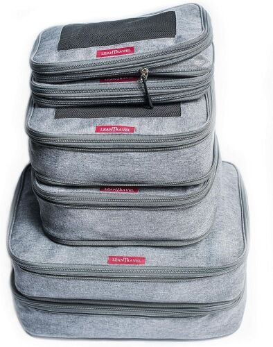 LeanTravel Compression Packing Cubes for Travel Organizers with Double Zipper, 6 Pack  - Lot 654