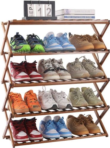 PENGKE 5 Tier Foldable Bamboo Shoe Rack  - Lot 695