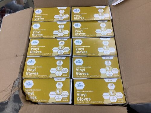 Case of (10) MedPride Powder-Free Vinyl Exam Gloves, Small, 100ct - Lot 697