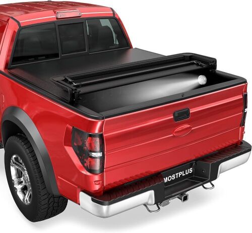 MOSTPLUS Quad Fold Soft Truck Bed Tonneau Cover for 2014-2019 Chevy Silverado GMC Sierra 1500, 2015-2018 Silverado Sierra 2500 3500 HD 6.5/6.6 FT Bed Fleetside - Lot 703