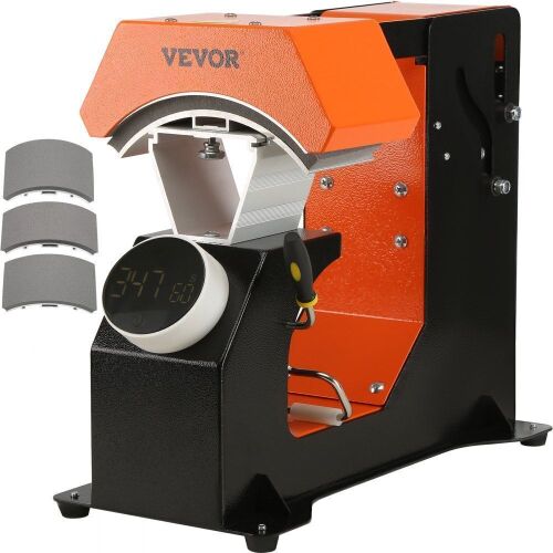 VEVOR 3-in-1 Auto Hat Heat Press with 3pcs Interchangeable Plates (6.6" x 2.7", 6.6" x 3.8", 6.1" x 3"), Automatic Release & Press Knob-Style Digital Control Panel - Lot 737