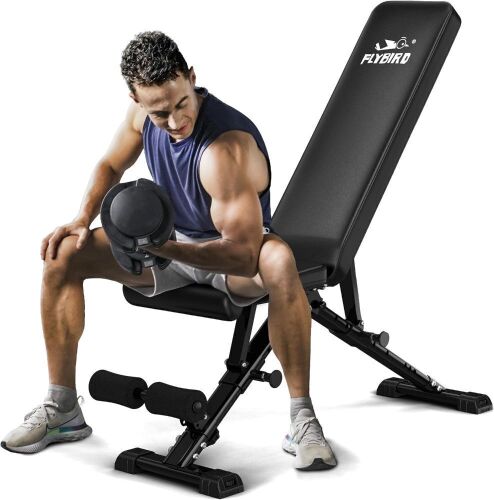 FLYBIRD Adjustable Strength Training Bench for Full Body Workout with Fast Folding - Lot 655