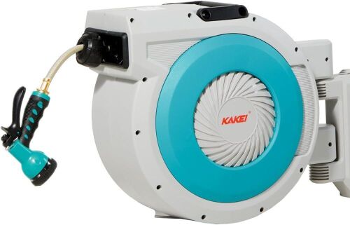 KAKEI Retractable Garden Hose Reel 1/2"×100+6FT, Wall Mount, Automatic Rewind - Lot 227