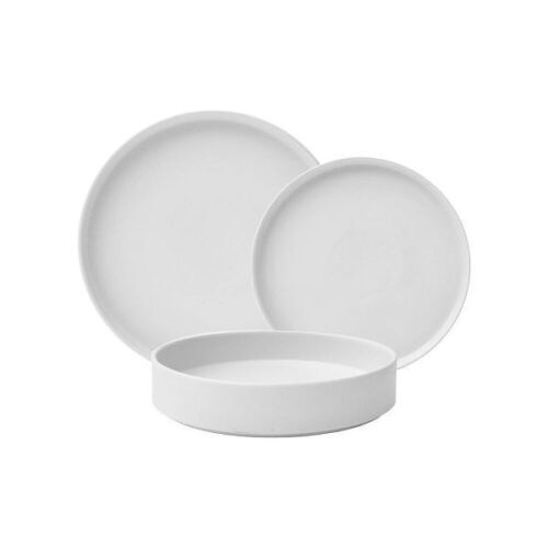 222 Fifth Kaden 12-Piece Modern White Porcelain Dinnerware Set - Lot 577