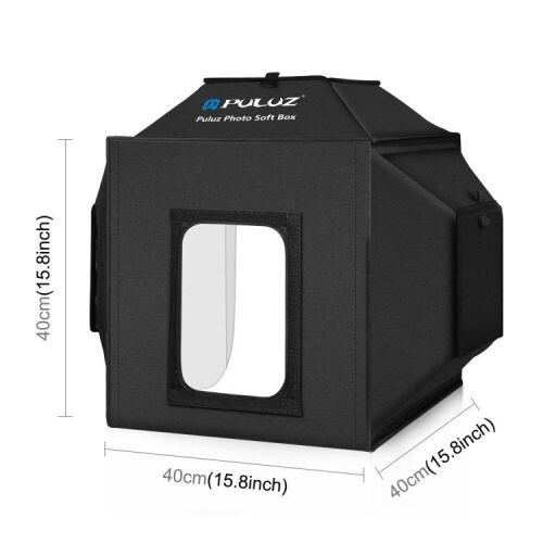 PULUZ 40cm Folding 72W 5500K Studio Shooting Tent Soft Box Photography Lighting Kit with 4 Color Background Boards - Lot 561