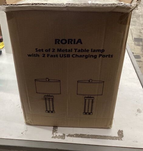 Roria Metal Table Lamps with Fast USB Charging Ports, Set of 2  - Lot 571