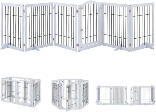 Unipaws 144” Extra Wide Free Standing Tall Dog Fence with Walk Through Door - Lot 581