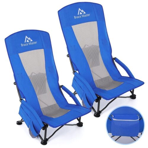 Brace Master High Back Beach Chair, Blue, Set of 2  - Lot 601