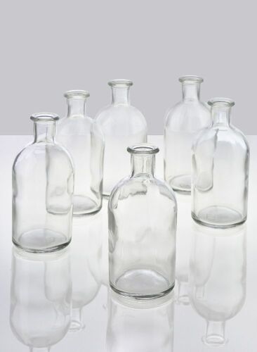 Case of (6) Clear Medicine Bottle Bud Vase, Set of 6 - Lot 458