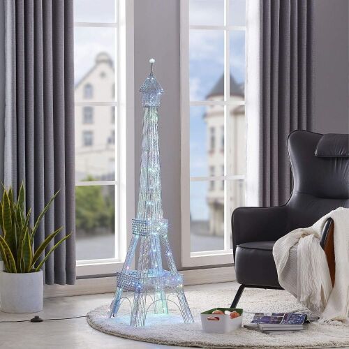 Paris Eiffel Tower Floor Lamp with Led Twinkle String Lights 7 Color Changing  - Lot 93