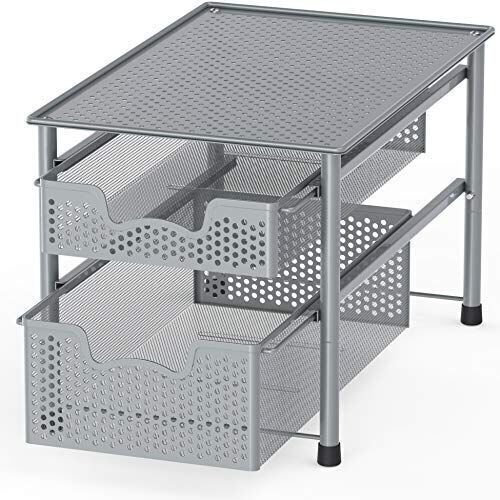Simple Houseware Stackable 2 Tier Sliding Basket Organizer Drawer, Silver - Lot 528