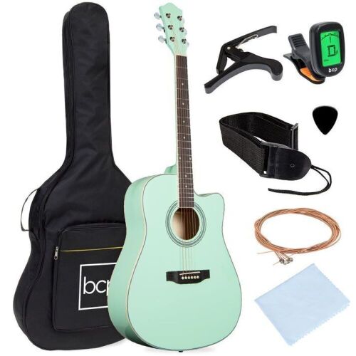 Full Size Beginner Acoustic Guitar Set with Case, Strap, Capo - 41in  - Lot 392