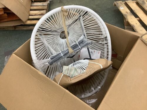 3-Piece All-Weather Patio Acapulco Bistro Set w/ Rope, Glass Top Table  - Lot 168