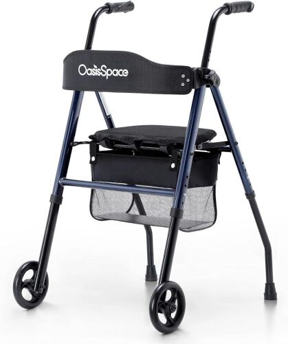 OasisSpace 2 Wheeled Rollator Walker with Seat, 6” Front Wheels  - Lot 422