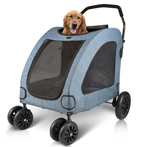 Petbobi Dog Stroller for Large Dogs, Waterproof Oxford Cloth & Storage Bag, Detachable Folding, for Dogs Up to 120lbs - Lot 420