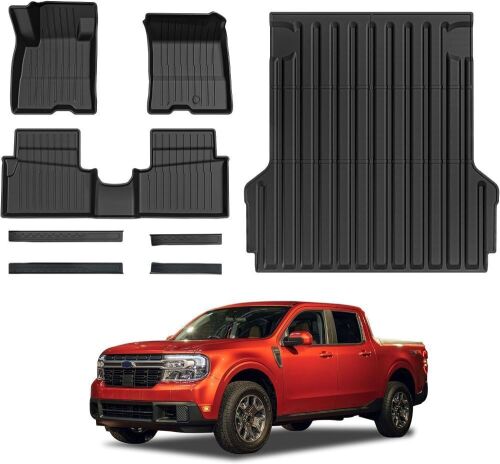 Mabett Truck Bed Mat Floor Mats and Door Sill Protectors for Ford Maverick Hybrid 2022-2023 - Lot 440