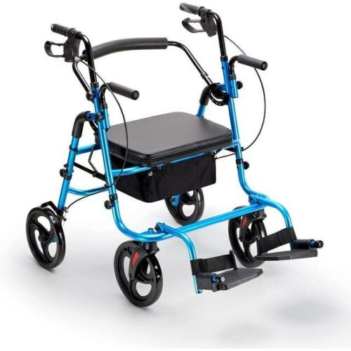 OasisSpace 2 in 1 Rollator Walker with Large Seat, Footrest and Reversible Back Rest - Lot 431