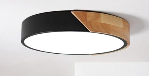 LuFun Dimmable Modern Wood Flush Mount Ceiling Light, 17.5", 30W - Small Crack on Screen - Lot 331