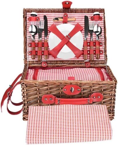 Wicker Picnic Basket Set for 4  - Lot 410