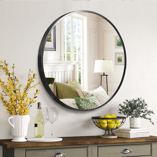 NeuType 36" Round Wall Mirror, Aluminum Alloy Frame  - Lot 337