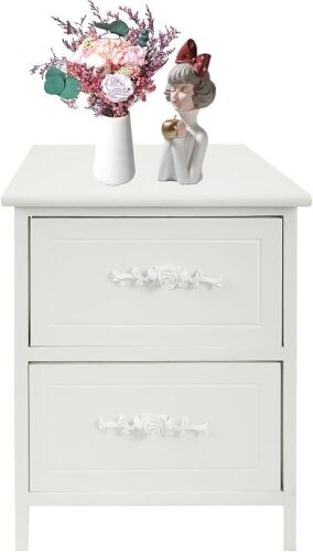 White Nightstand with Drawers - Lot 348