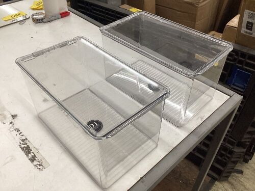 Lot of (2) Clear Storage Containers 7.25" x 7" x 12.75"  - Lot 350