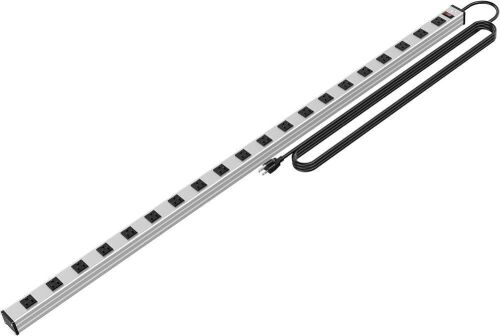Oviitech 20 Outlet Heavy Duty Metal Socket Power Strip, 15-Foot Long Extension Cord with Circuit Breaker - Lot 362