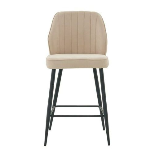Dragon Gate Modern 25.6'' Counter Height Bar Stools, Beige Fabric Upholstered, Set of 2  - Lot 141